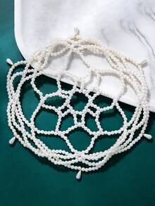 Mũ đội đầu đính ngọc trai trắng, kiểu dáng cổ điển, dây chuyền ngọc trai lưới, phụ kiện tóc thanh lịch cho đám cưới, cô dâu, cosplay, Halloween, trang trí nghệ thuật, tiệc tùng, dạ hội. - trắng - Xem 11