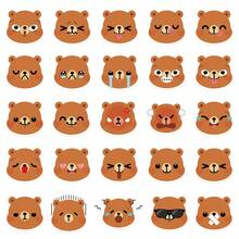 25 pegatinas lindas de emojis de osos para fundas de teléfono, portátiles, equipaje, diarios, ventanas y paredes - colores mezclados - Ver 3