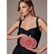 SH Clutch Purses For Women Formal Rhinestone Evening Bag Sparkly Handbags Wedding Party Cocktail Prom - Embrague rojo - Ver 7