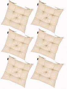 Set Of 6 Puffy Soft Square Chair Cushions – 40x40 Cm İN DER TURKEI - Apricot - View 3