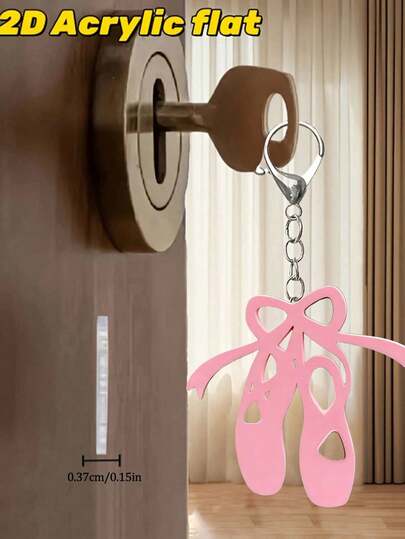Elegant Pink Ballet Shoes Pattern Keychain, Christmas Tree Decoration, Cute Ballet Shoe-Shaped Pendant,Lightweight Acrylic Pendant For Purse, Backpack, Car, Home - No Power Needed, Gifts For Dance Lovers, Car Accessory, Playful Accessory, Smooth Texture, 2d Flat,Outdoor Accessories, Partyaccessories, Gifts, Souvenirs,Perfect Homecoming Gift