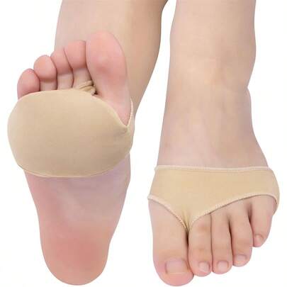 2pcs Apricot Color Skin-Friendly Breathable Forefoot Protector With Soft Silicone Forefoot Cushion, Comfortable Protection For Prolonged Standing, Suitable For Casual Shoes, Shoes, Tall Boots, Sports Shoes