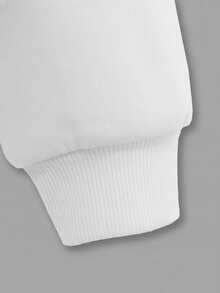 新款女士基础款藏蓝色拉链连帽抽绳宽松卫衣，秋冬款 - 白色 - 查看 3