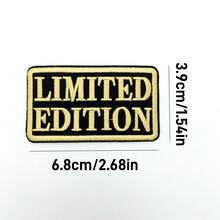 7pcs LIMITED EDITION Golden Letter Embroidery Iron On Patches, Inspirational Phrases Iron On Patches For Clothes, Hats, Jeans, Backpacks, Etc - B - View 2