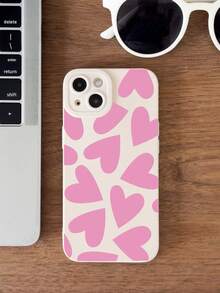 1个极简少女风爱心猫眼复古白色全包手机壳，兼容 11/12/13/14/15/16/17 Pro Max - 彩色 - 查看 2