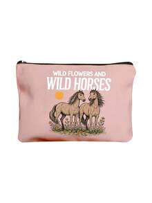 Wild Flowers And Wild Horses Pattern Makeup Bag, Cartoon Fun Multi Functional Canvas Bag, Charger Storage Bag,Travel Essential Makeup Bag: Girls' Travel Survival Bag, Men's And Women's Zipper Bag, Cosmetics, Makeup And Travel Essential Lightweight Reception Bag, Perfect Gift For Teenagers, Birthday And Travel Accessories,Holiday Gifts - Multicolor - View 15