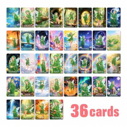 36张精灵灵性灵感卡，神谕卡，用于灵性指引、冥想、每日肯定、正念练习、自我反思、个人成长、直觉开发、塔罗牌收藏、灵性之旅、室内放松