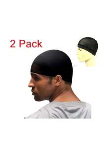 Kit Of 2 Waves Caps For Hip Hop, Rap, Trap, Y2K, For Women, Men, Unisex, Afro, Curly, Black Power Hairdressers, Barbers, And Hair Salons. - 黑色 - 查看 2