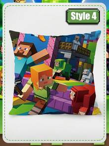 Minecraft 我的世界 2D 抱枕，适用于床、Minecraft 周边区域、学生宿舍午睡、床、窗边沙发、床头靠枕，方形超大抱枕套（含填充物），所有物品齐全。 - 彩色 - 查看 13