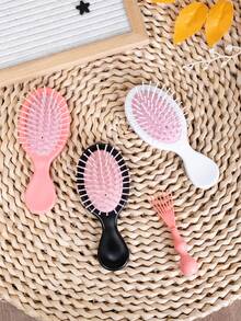 1pc/6pcs Cute Bow Hair Comb, Sleepover Party Photo Prop, Pink Girl Theme Decor, Children Massage Hair Brush, Compact & Portable (Random Color) - Multicolor - View 7