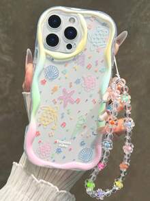 海洋元素彩绘平纹印花奶油色波浪边手链式简约防摔加厚手机保护壳，适用于 17/17 Pro/17 Pro Max/16 XR/7/8 15 Pro Max/12 Pro Max/13 Pro Max/14 Pro Max 13 14 11 12P 14 P11软壳 P12防摔 XS.XR /78P.78GES2，适用于A134G A22 A21S A514G A52 S22 ULTRA A335G，A34 A35，适用于10 Note 114G 11 Lite A53 TPU A14 /A23/S23 ULTRA S24 A14 A15 S23 A73 A55 A54手机壳，国际版，非国内版 - 彩色 - 查看 5