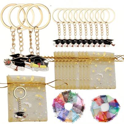 10个/20个/套毕业纪念钥匙扣，男女通用，是大学、学院、高中和研究生理想的礼物，也是毕业派对的伴手礼。