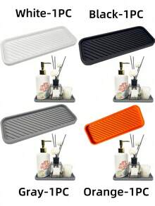 1 PieceSilicone Kitchen Sink Caddy Tray For Sponge, Soap Dispenser & Bathroom Storage, Versatile Countertop Organizer - Multicolor - View 2