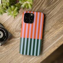 Red & Green Striped Phone Case, Compatible With IPhone 17, 16, 15, 14, 13, 12, 11 - Red and Green Color-blocked Stripes - View 7
