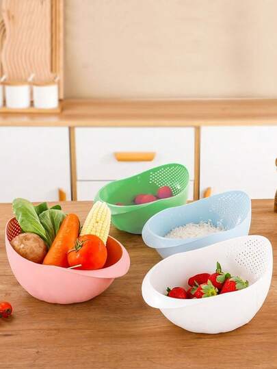 Large Capacity Streamlined Plastic Rice Washing Strainer, Creative Handled Rice Filter Net, Convenient Kitchen Utensil - Quickly Drains And Stores, Ideal For Rinsing Rice/Washing Vegetables