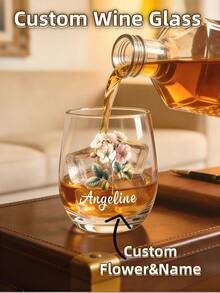 1pc Customized Glass Cup, Personalized Glass Drinkware, Customized Gift, Personalized Wine Glass, Personalized Glass Vessel, Wedding Gift, Celebration Moment, 550ml - Multicolor - View 7