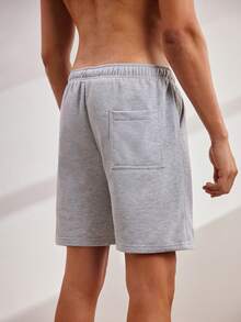 Driftmere 男士宽松字母拼接细节抽绳腰带短裤，宽松运动短裤，灰色短裤，透气舒适，适合日常休闲、运动、度假等多种场合，夏季 - 淺灰色 - 查看 6
