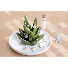 Aloe Ring Holder,Cactus Ring Dish,Jewelry Holder Trinket Tray For Rings Organizer - 白色 - 查看 5