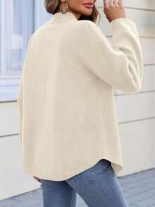 Tankaneo Women's Oversized Collared Button-Down Cardigan – Long Sleeve Soft Knit Sweater Jacket, Petite-Flattering & Curvy-Friendly Fall Layer For Office, Campus, Coffee Run, Travel & Cozy Daily Wear – Knit Cardigan Top (Perfect For Valentine's Day, Thanksgiving & Back To School) - 米色 - 查看 4