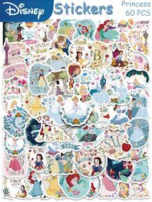 60pcs Disney Princess Stickers Mermaid Ariel Snow White Jasmine Princess Decals For Phone Laptop Suitcase Scrapbook Helmet Guitar Cartoon Graffiti Stickers - A - View 6