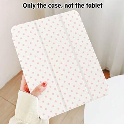 1pc Polka Dot Pattern Flip Cover Tablet Protective Case With Pen Slot, 720 Degree Rotating Stand, PU Leather Case With Auto Sleep/Wake Function, Suitable Compatible With Huawei, Honor, Apple, And Other Tablet Brands, Suitable For Back To School, Valentine's Day