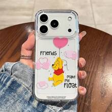 Miniso 小熊维尼坐着，手里拿着气球的绳子，适用于 iPhone 17/17 Pro/17 Pro Max/17 Air/16/15/14/13/12/11/X 系列的手机壳，iPhone 17 Pro Max 手机壳，iPhone 17 Pro 手机壳，iPhone 17 手机壳，圣诞礼物，送给女朋友，送给心仪之人，初秋时尚 - 無色 - 查看 1