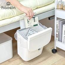 [haosin]Lixeira de Parede 9L(2.38Gal) Branco Estilo Creme | Ideal para Cozinha Sala Quarto | Portátil com Gancho Grátis | Presente Perfeito - Branco - Visão 10