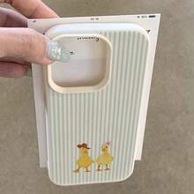 Ốp lưng điện thoại thời trang TPU hình vịt dễ thương màu xanh dương, 1 chiếc, chất liệu TPU, sọc xanh dương, tương thích với iPhone 17 Pro Max/17/16 Pro Max/15/13/12/11, S20 FE/A15/S24/A55, Note 11/Note 12/Note 13 Pro, bảo vệ toàn diện chống rơi vỡ, mềm mại, quà tặng sinh nhật mùa xuân. Phiên bản quốc tế, không phải phiên bản nội địa. - trắng - Xem 3