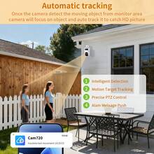 JOOAN Cámara de doméstica con WiFi 5G y doble cámara 1296P, detalles en Full HD, PTZ de 355°, cámara de monitoreo con doble lente y doble pantalla, detección de movimiento, visión nocturna a tres colores, audio bidireccional, resistente al agua IP66, cámara de monitoreo para niños/ancianos - En blanco y negro - Ver 3