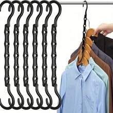 5 Packs Sturdy Plastic Magic Hanger Set, Multi-Functional Foldable, Space-Saving Categorized Hanging, Dorm Small Apartment Closet Organizer - Black 5PCS - View 9