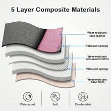 Pink Universal Car Seat Covers Full Set Waterproof Comfortable Faux Leather Auto Seat Cushions Front And Rear Seat Protectors Fit For Most Cars Sedans SUVs Hatchbacks - Black and Pink - View 8