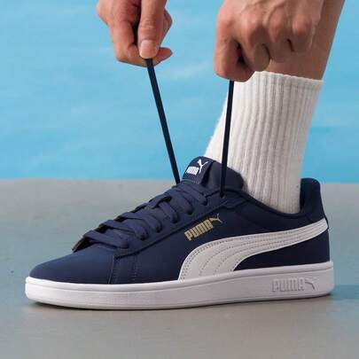 Puma Smash 3.0 Buck Low-Top Shock-Absorbing Sneakers, Casual Commuting Shoes, 392336-03