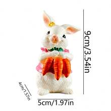 Easter Bunny Ornaments Resin Holding Carrot/Egg Rabbit Figurine Desktop Decorations For Living Room Home Holiday - Pink - View 5