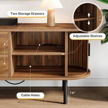 LITTLE TREE 70" Mid-Century Modern TV Stand,Entertainment Center With Sliding Tambour Door, Drawers And Adjustable Shelves, Long Fluted Media Console Television Stand Cabinet, Walnut - Quả óc chó - Xem 6
