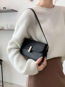 Bolso cuadrado pequeño de lujo y sofisticado, sencillo y versátil, bolso de hombro de estilo moderno para llevar, modelo nuevo 2026, bolso diario para mujer - Negro - Ver 7
