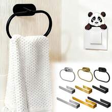 不锈钢毛巾架，粘性手巾架，壁挂式毛巾架，浴室毛巾环，黑色浴室配件，抹布架，浴室收纳，毛巾杆，浴室置物架，毛巾收纳，壁挂式置物架，哑光黑，银色，金色，防水，浴室壁挂式置物架，免钻孔洗脸洗手巾架，浴室收纳架，家居装饰，浴室五金配件，厨房装饰 - 彩色 - 查看 2