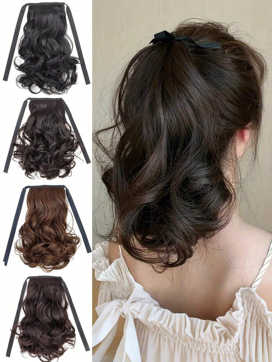 时尚女士假发，长卷马尾辫，优雅扎发造型，日常假发，梨花卷发假发，时尚马尾辫，大波浪，日常中长或短款假发，复古接发，蓬松假发。 - 彩色 - 查看 1