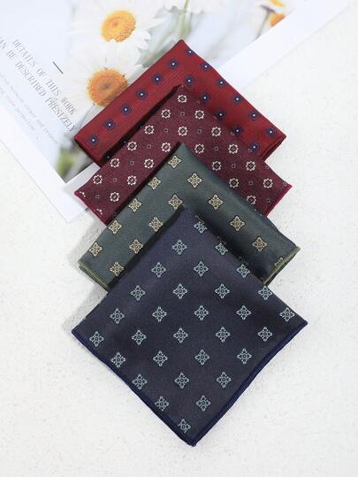 1pc Men's Fashionable Elegant Floral Pattern Handkerchief, Pocket Square Suitable For Business, Banquet, Party, Gathering