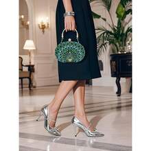 SH Clutch Purses For Women Formal Rhinestone Evening Bag Sparkly Handbags Wedding Party Cocktail Prom - 綠孔雀離合器 - 查看 4