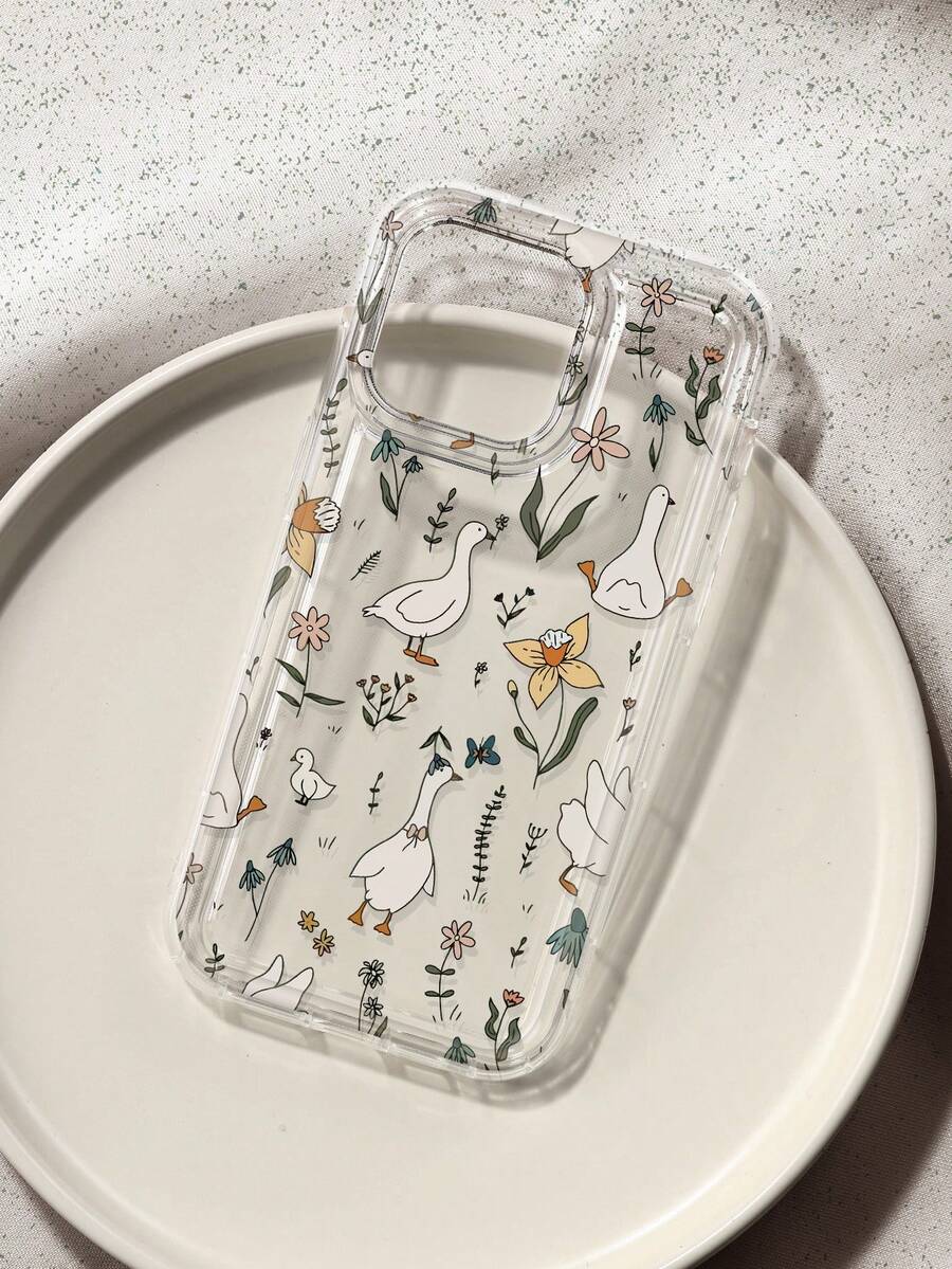 鹅图案印花透明手机壳，兼容 13/11/17/17 Pro/16/14/15/15 Pro/15 Plus/15 Pro Max/7 Plus/8 Plus/X/Xs Max/Xr/11 Pro/12 Pro/13 Pro/14 Pro/12 Mini/13 Mini/11 Pro Max/12 Pro Max/13 Pro Max/14 Pro Max/14 Plus/17 Pro Max/17 Air/6/6s Plus/7/8/16 Pro/16 Plus/16 Pro Max/SE2/17 Pro Max 和三星 Galaxy A54/A14/A12/A13/A15/A32/A33/A24/A52S/S20/S21/S22/S23/S24/S23 Plus/S24 Ultra/S25/A15/A33/A23。 - 彩色 - 查看 1