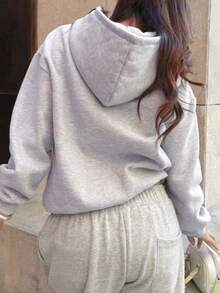 GLOpass Autumn/Winter Fashion Versatile Design Polka Dot & Letter Graphic Loose Casual Sweatshirt For Women - Grey - View 9