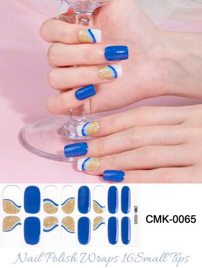 New Non-Baking Gel Nail Stickers, Solid Color, Waterproof, 16 Nail Polish Films, European And American Nail Stickers