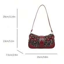 Love Deeply New Fashion Buckle Leopard Print Handbag & Shoulder Bag, Suitable For Parties, Outings, Vacations, Shopping And Daily Use, Can Store Coins, Phones, Also Suitable As A Work Bag For White-Collar, College Students And Office Workers, Elegant Ladies Bag, New Fall Winter Cheetah Print Purse For Women , Leopard Cheetah Print - 紅色 - 查看 7