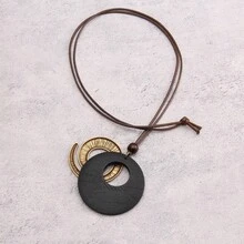 1 chiếc dây chuyền dài mặt hình ốc sên xoắn ốc đa năng thời trang, kiểu dáng Bohemian, vòng cổ choker đính hạt hình đĩa, quà tặng cho bạn gái, mẹ, ngày Valentine, năm mới, sinh nhật, phụ kiện dự tiệc. - dây sáp - Xem 8