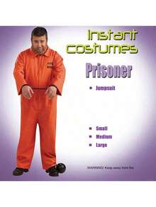 1pc Adult Men's Orange Prisoner Costume, New Arrival European And American Style Convict Outfit - Burnt Orange - View 6