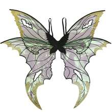 Butterfly Wing For Women, Double Layered Glitter Cutout Sheer Fairy Wings Halloween Cosplay Supplies - Black - View 1