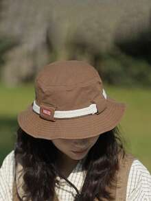 Colorblock Linen Rope Letter Hiking Cap, Face-Slimming, Fashion Versatile, Sweet Cute, Soft Comfortable, Suitable For Spring/Summer Outdoor Activities, Essential For Cycling - Multicolor - View 3