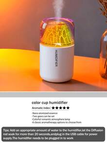 1 pieza Humidificador de volcán colorido de 180ml, alimentado por USB, 2 modos de funcionamiento, luz LED de 7 colores, apagado automático, niebla silenciosa, ambientador, difusor de aromaterapia, adecuado para decoración de habitaciones, oficina, sala de estar, escritorio, coche, gran regalo para ella - Blanco y Negro - Ver 11