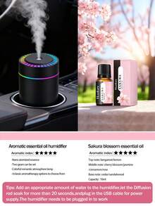 1 180ml Car Humidifier,Mini Moisturizer For Car With Romantic Colorful Night Light.Features Large Mist Output,Quiet Operation,Auto-Timer,2 Working Mode.Compatible With Essential Oils (6 Scents Available)Applicable Car,Office,Bedroom,Living Room,Study - Black and White - View 17