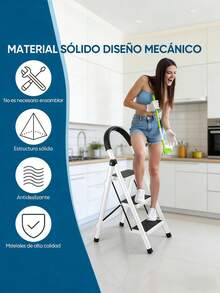 Escalera De Acero Tubular Tipo Tijera Plegable 3 Escalones Colo - A - Ver 3
